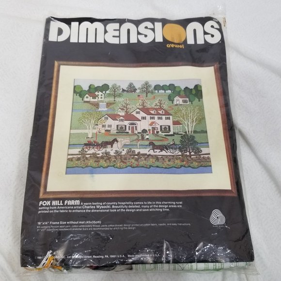 Dimensions Crewel Stitch Fiber Craft Kit Fox Hill Farm 1266 Fall Autumn COMPLETE - Picture 3 of 6